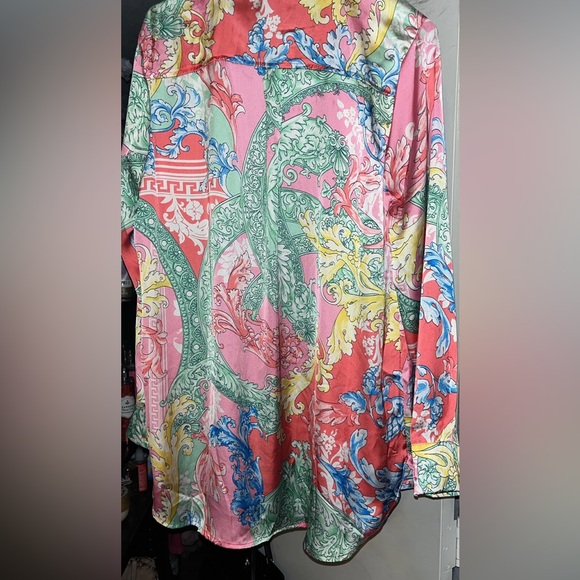 Satin Medusa Print Blouse Pink Multicolored - Picture 3 of 3